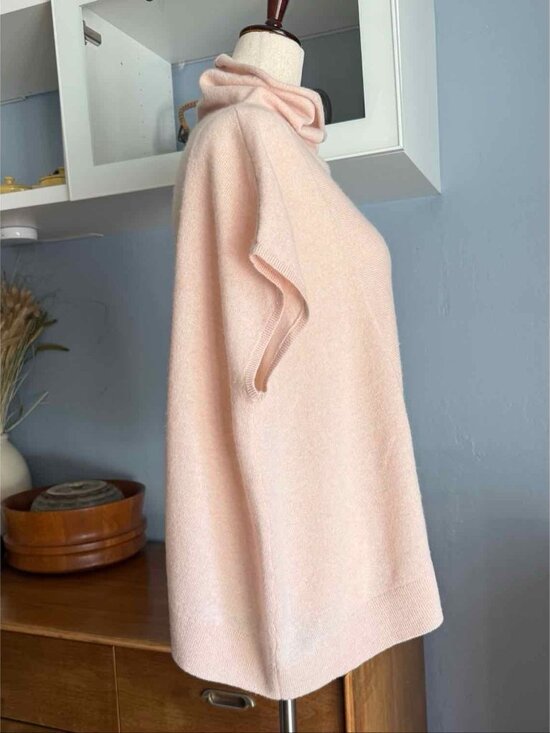 Anthropologie Patty Cowl Neck 100% Cashmere Poncho Sweater Pink XS - Picture 5 of 9